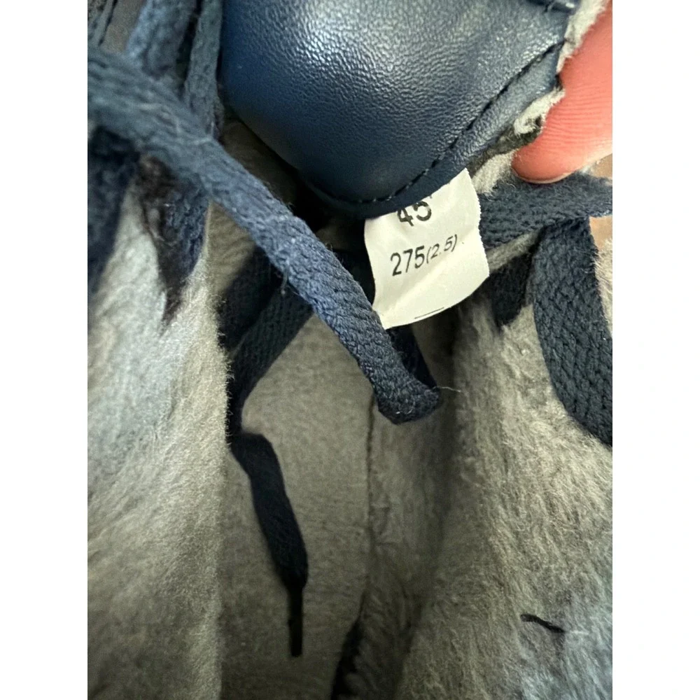 Mianxie Mens Navy Blue Faux Fur Lined Winter Boots Lace Up Sport Size 45 US 11.5